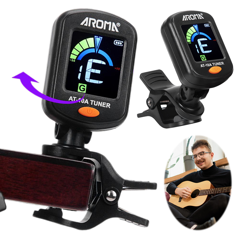 Guitar Tuner Clip - Guitar Tuner Foldable Rotatable Clip-On Tuner