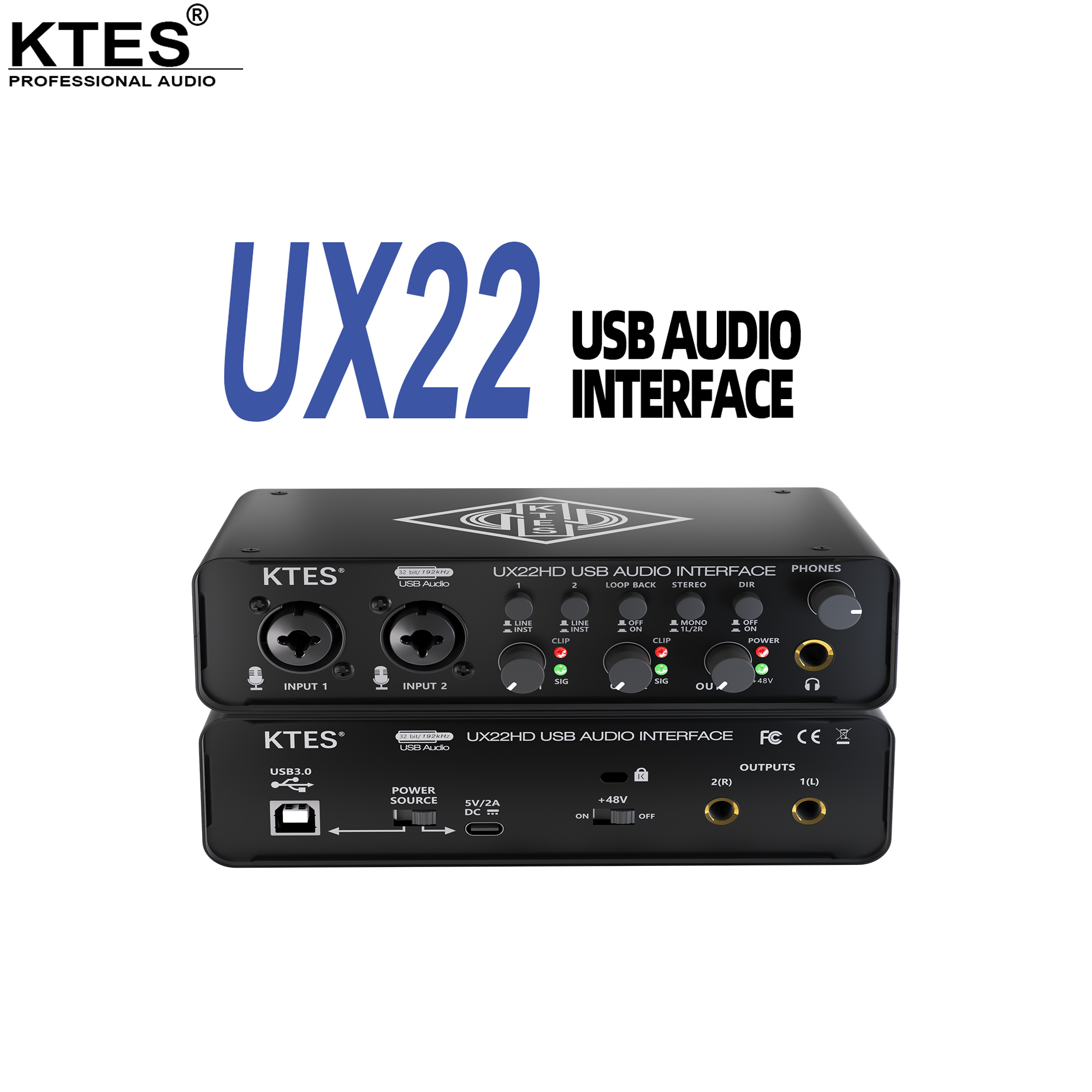 Audio Youtube Music Free - UX22 Audio Interface 192kHz 32-Bit USB