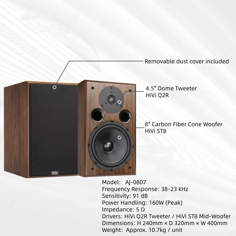 AJ-0807 8-Inch Passive Bookshe - Audio Music System For Home บทวิจารณ์และราคา