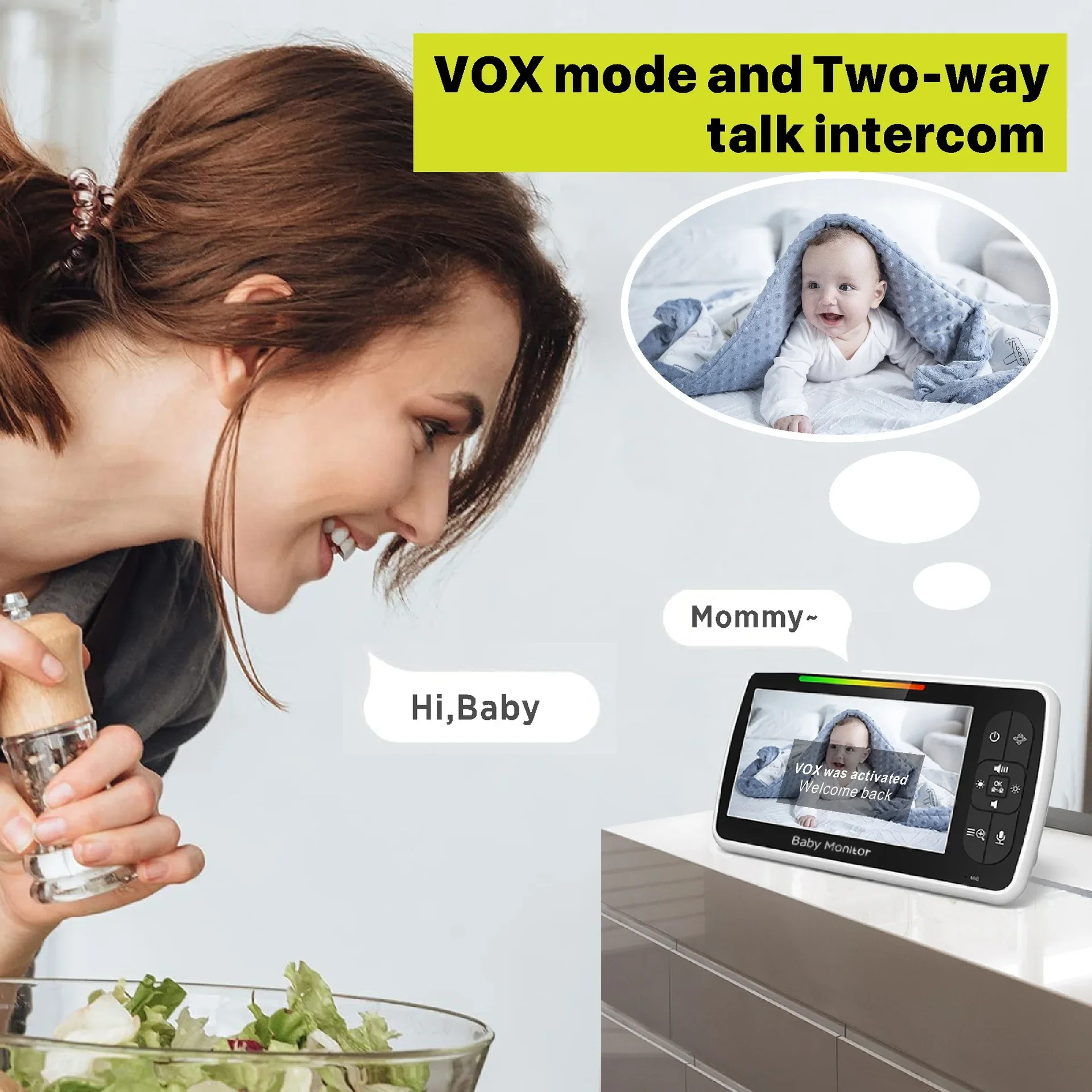 5.0 Inch Video Baby Monitor Wi - Audio Hd Music บทวิจารณ์และราคา