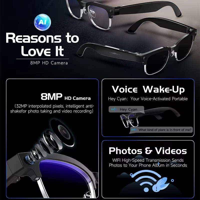Smart Camera Glasses Photo and - Audio Music Video บทวิจารณ์และราคา