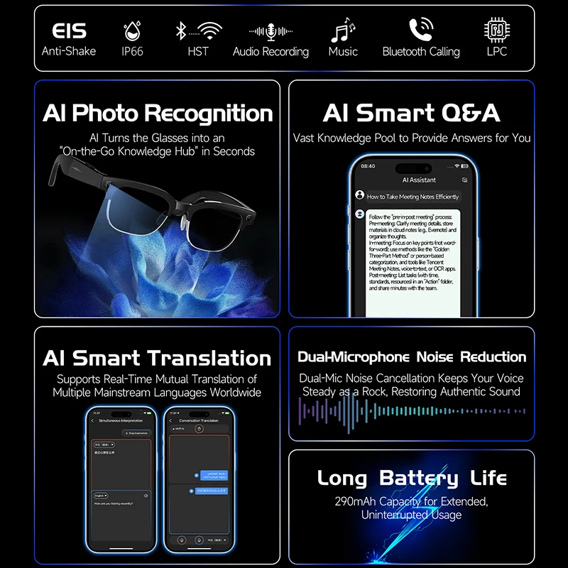Smart Camera Glasses Photo and - Audio Music Video บทวิจารณ์และราคา