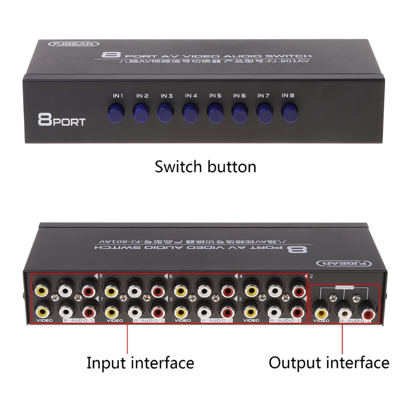 8-Way AV Switch RCA Switcher 8 - Audio Music Converter บทวิจารณ์และราคา