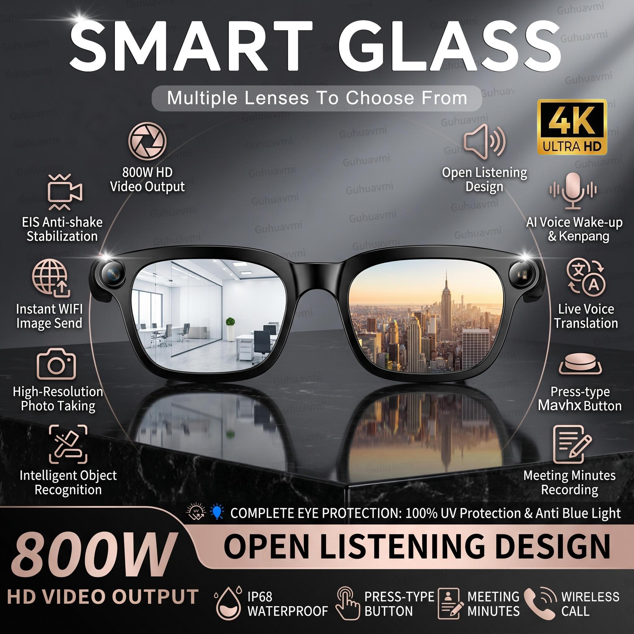 New Smart AI Glasses with 800W - Audio Music Video บทวิจารณ์และราคา