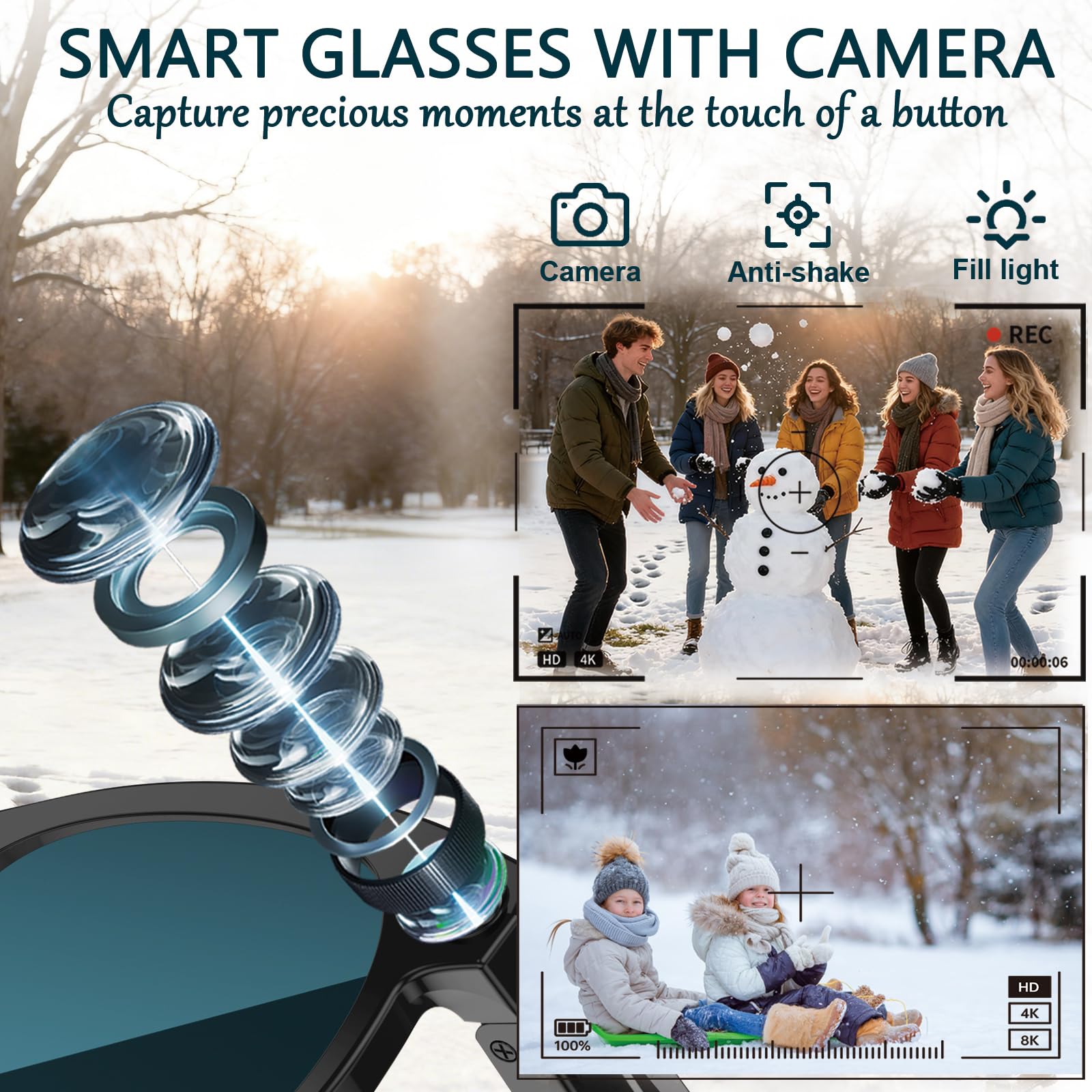 Black Smart Ai Glasses for Men - Audio Music Video บทวิจารณ์และราคา