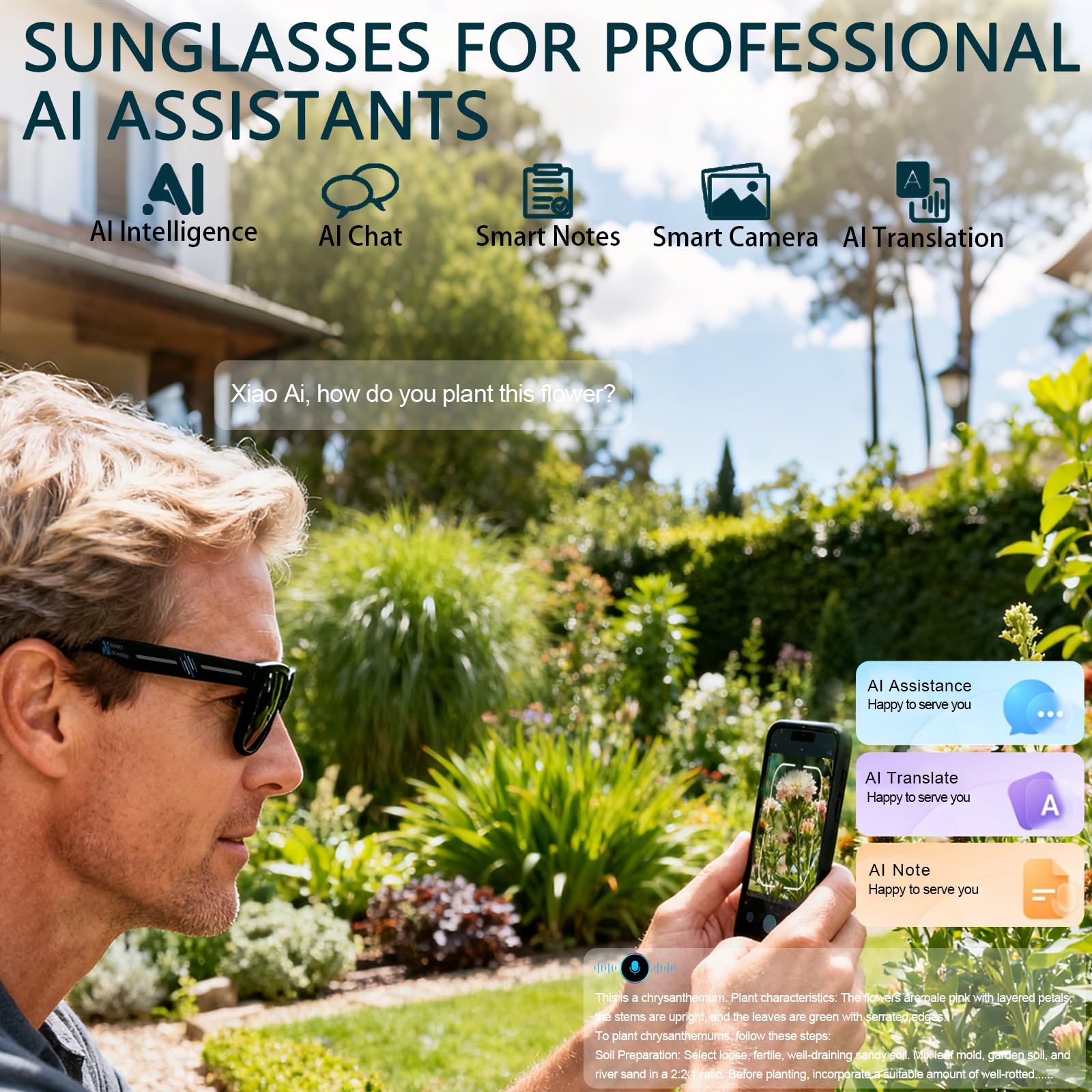 Black Smart Ai Glasses for Men - Audio Music Video บทวิจารณ์และราคา