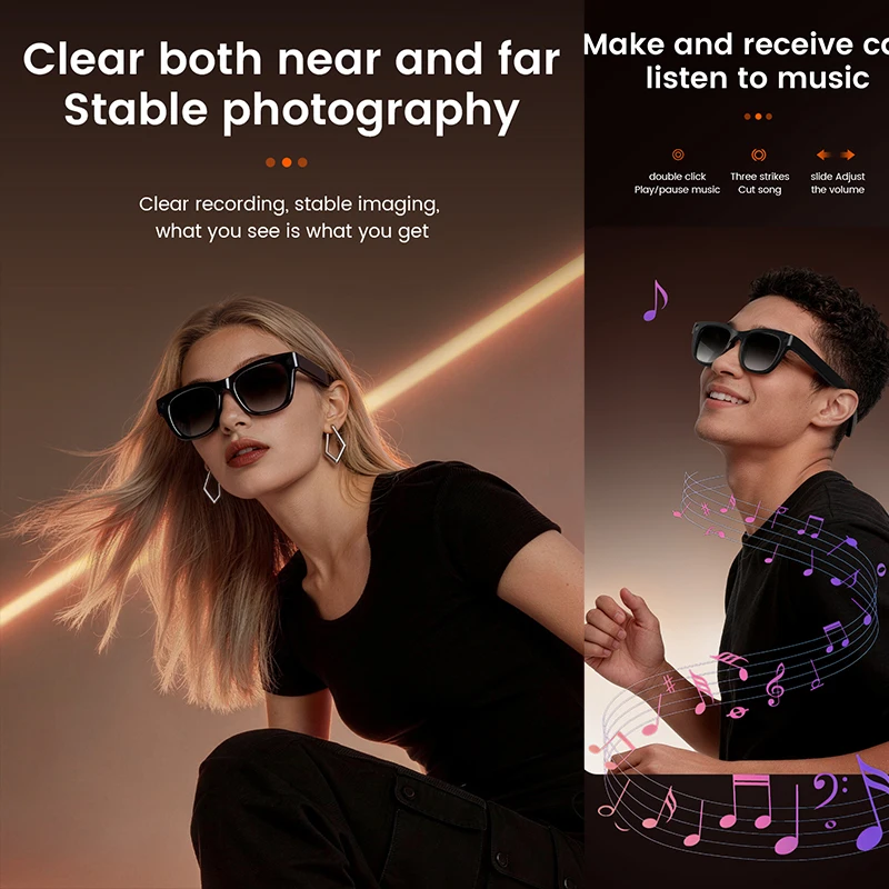 1300W HD Camera Smart AI Glass - Audio Music To Video Ai Free บทวิจารณ์และราคา
