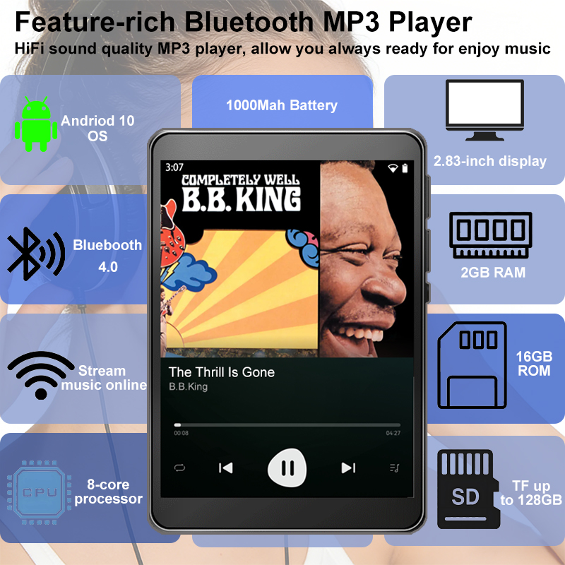 WiFi MP3 Player Andriod 10 Spo - Audio Music For Download บทวิจารณ์และราคา